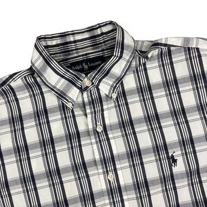 Ralph Lauren‎ Shirt Men’s Large Blake Blue White Plaid Button Down Short Sleeve